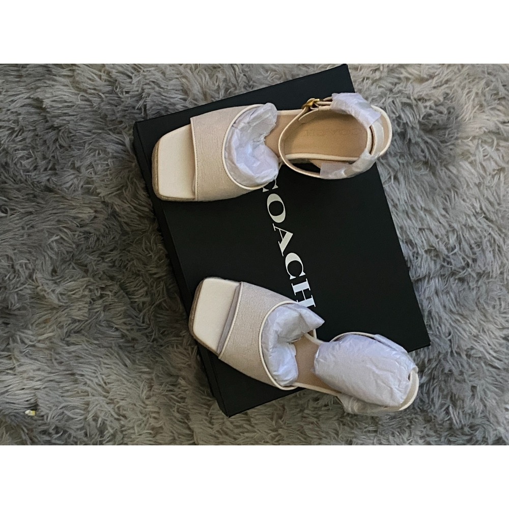 Women's COACH Signature C Espadrille Wedge Sandals Chalk Size 6 New With Tags - Picture 5 of 9